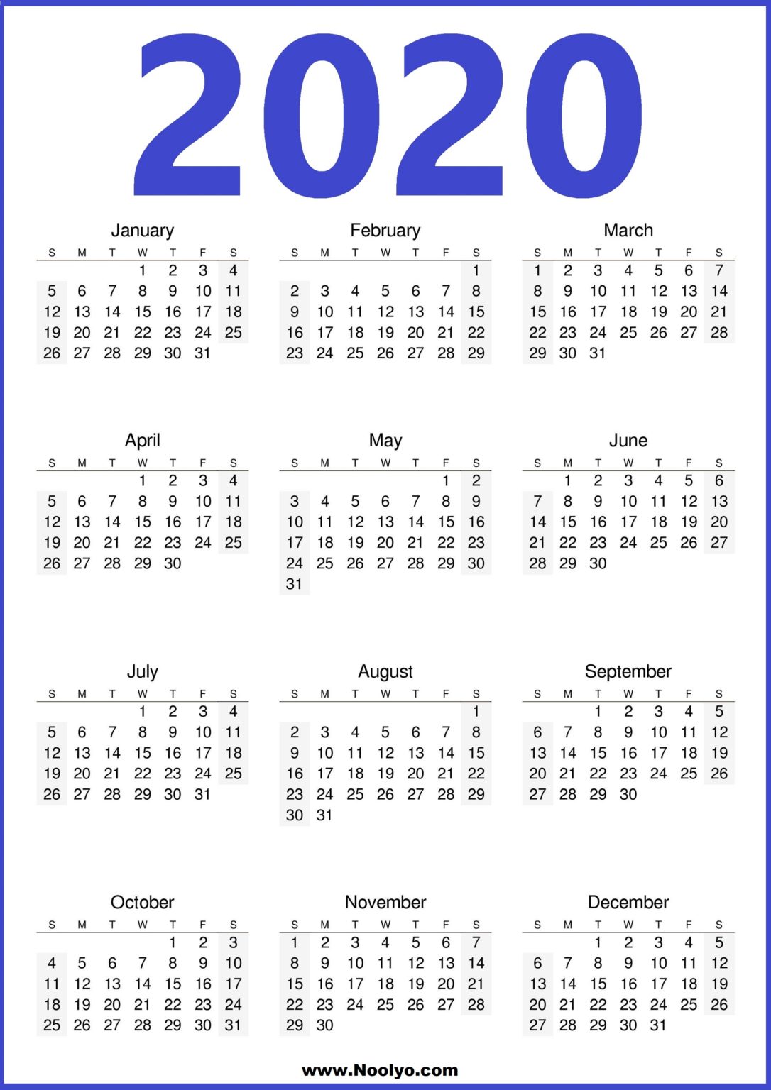 2020 Calendar Printable Template Free Download Noolyo Com Romanesc Pdf ...