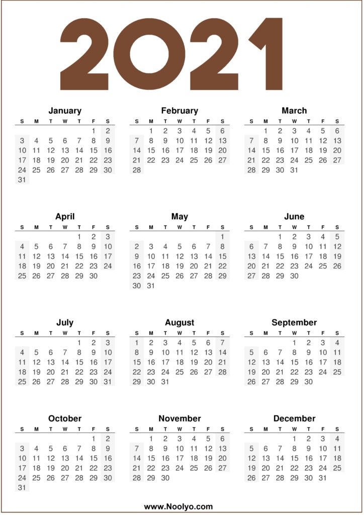 2021 calendar one page printable noolyocom