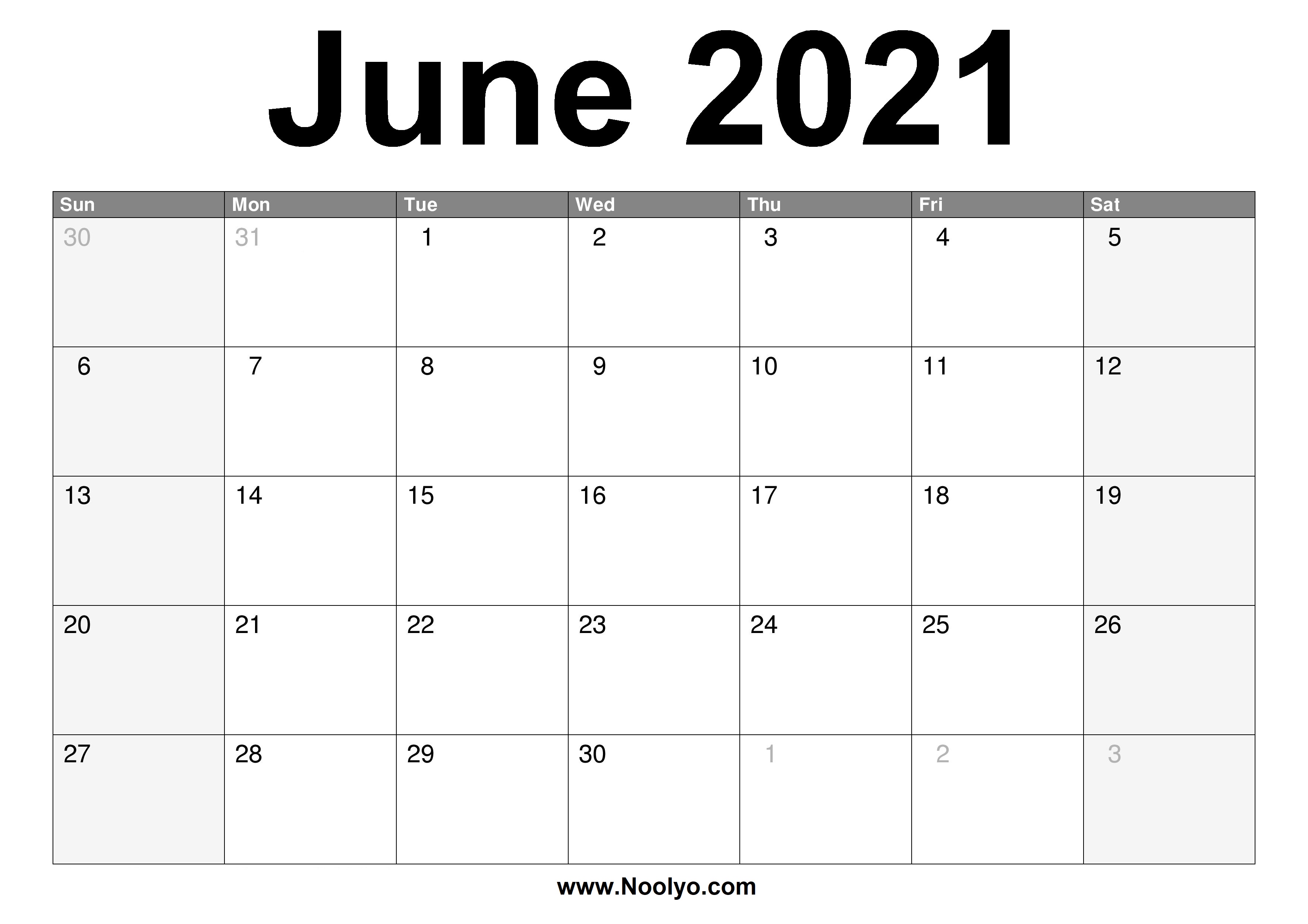 June 2020 To June 2021 Calendar Printable