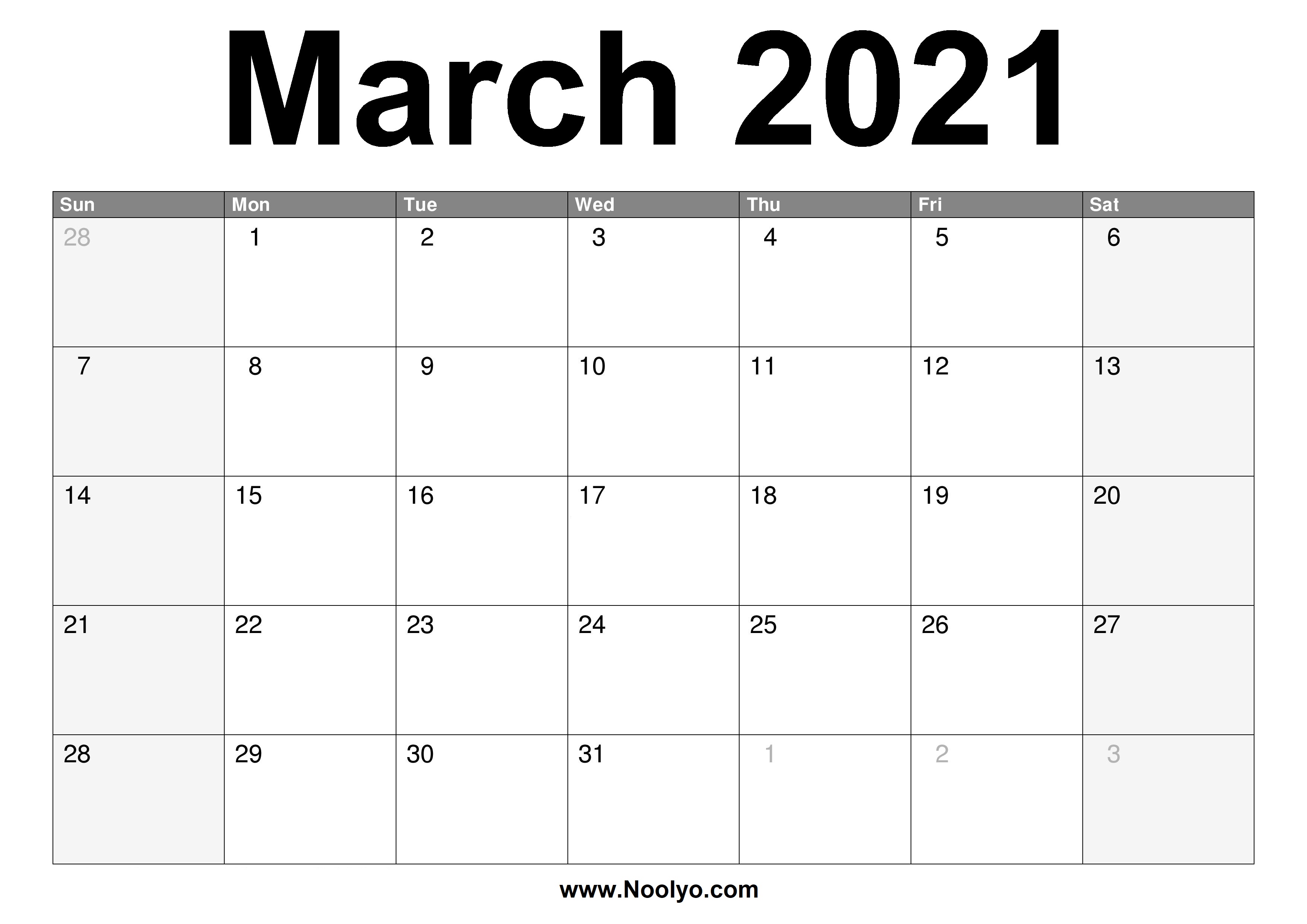 march 2021 calendar printable free March 2021 Calendar Printable Free Download Noolyo Com march 2021 calendar printable free