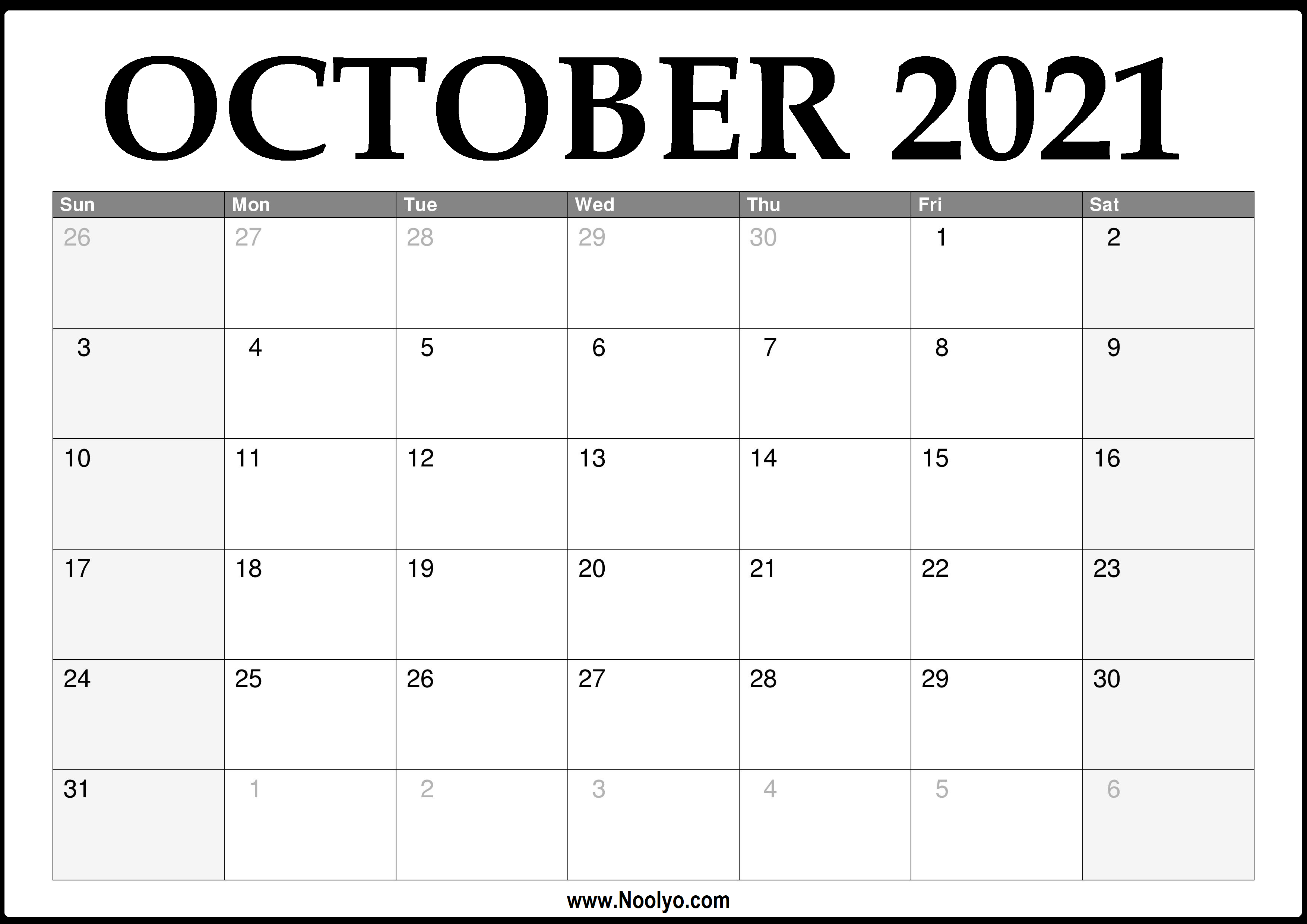 oct printable calendar 2021 2021 October Calendar Printable Download Free Noolyo Com oct printable calendar 2021