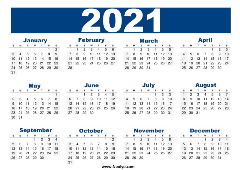 United States Calendar 2021 - Noolyo.com