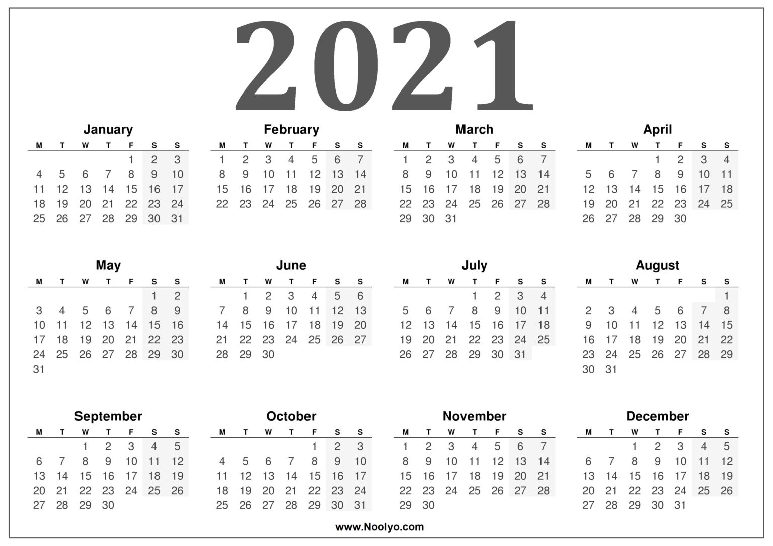 2021 UK Calendar Free Printable Calendar - Noolyo.com