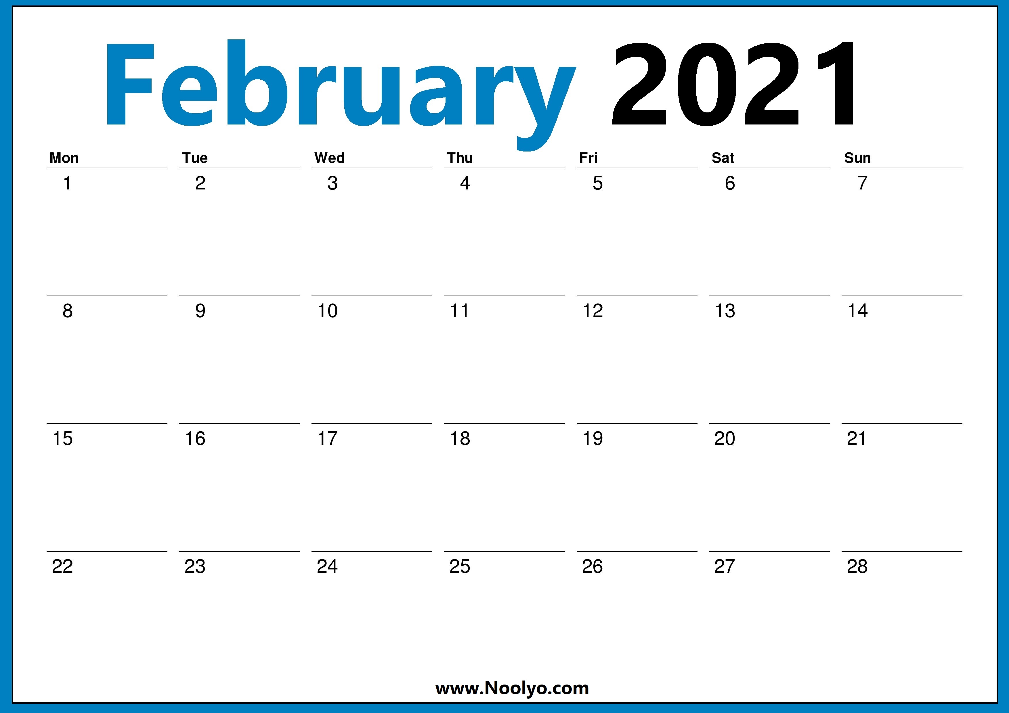 February 2021 Calendar Week Starting Monday / We also have february ...