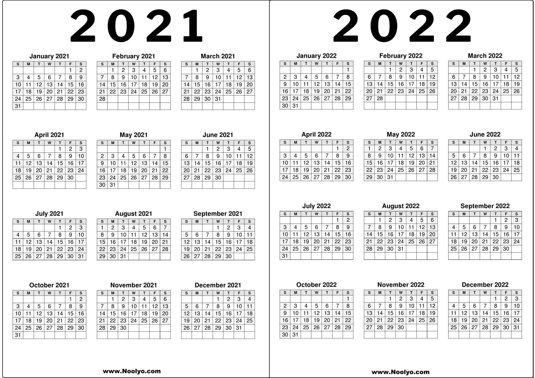 2021 And 2022 Calendar Printable Free 9330