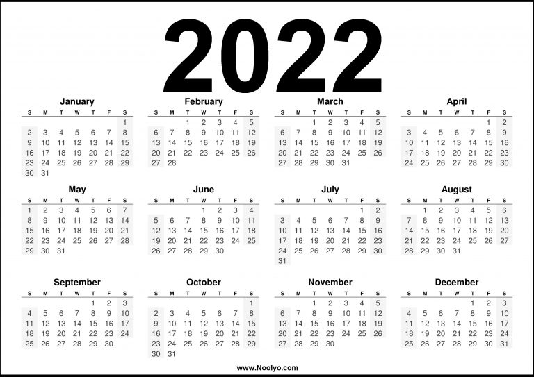 2022 calendar printable us download free noolyocom