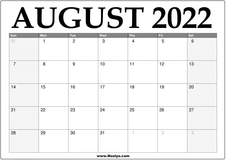 2022 august calendar printable download free noolyocom