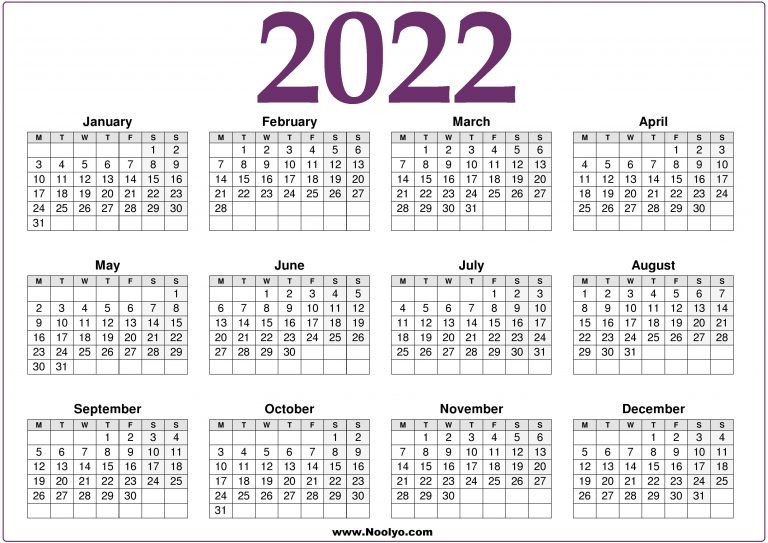 2022 Calendar Australia Printable Free – Noolyo.com