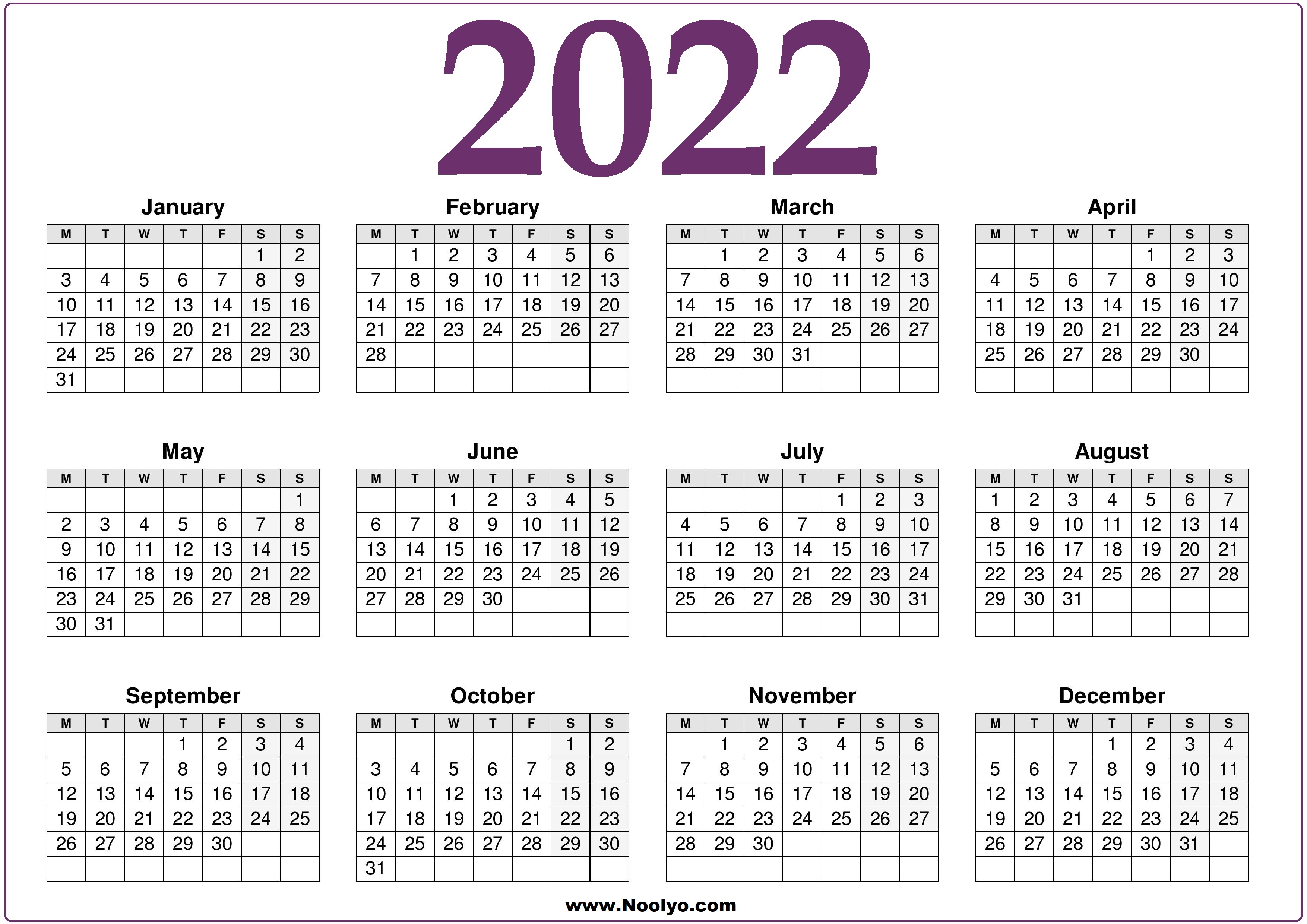 2022 Calendar Australia Printable Free Noolyo