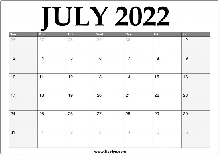 blank july 2022 calendar