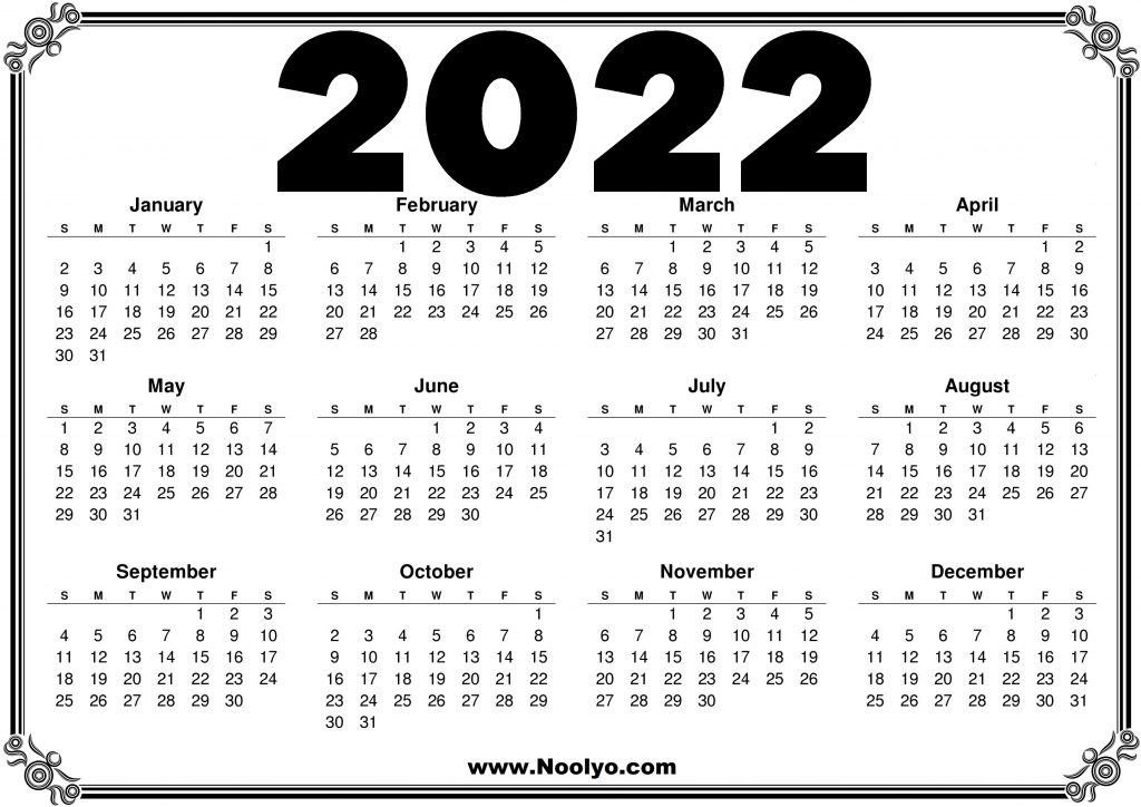 2022 Calendar Printable Sunday Start – Calendars Printable