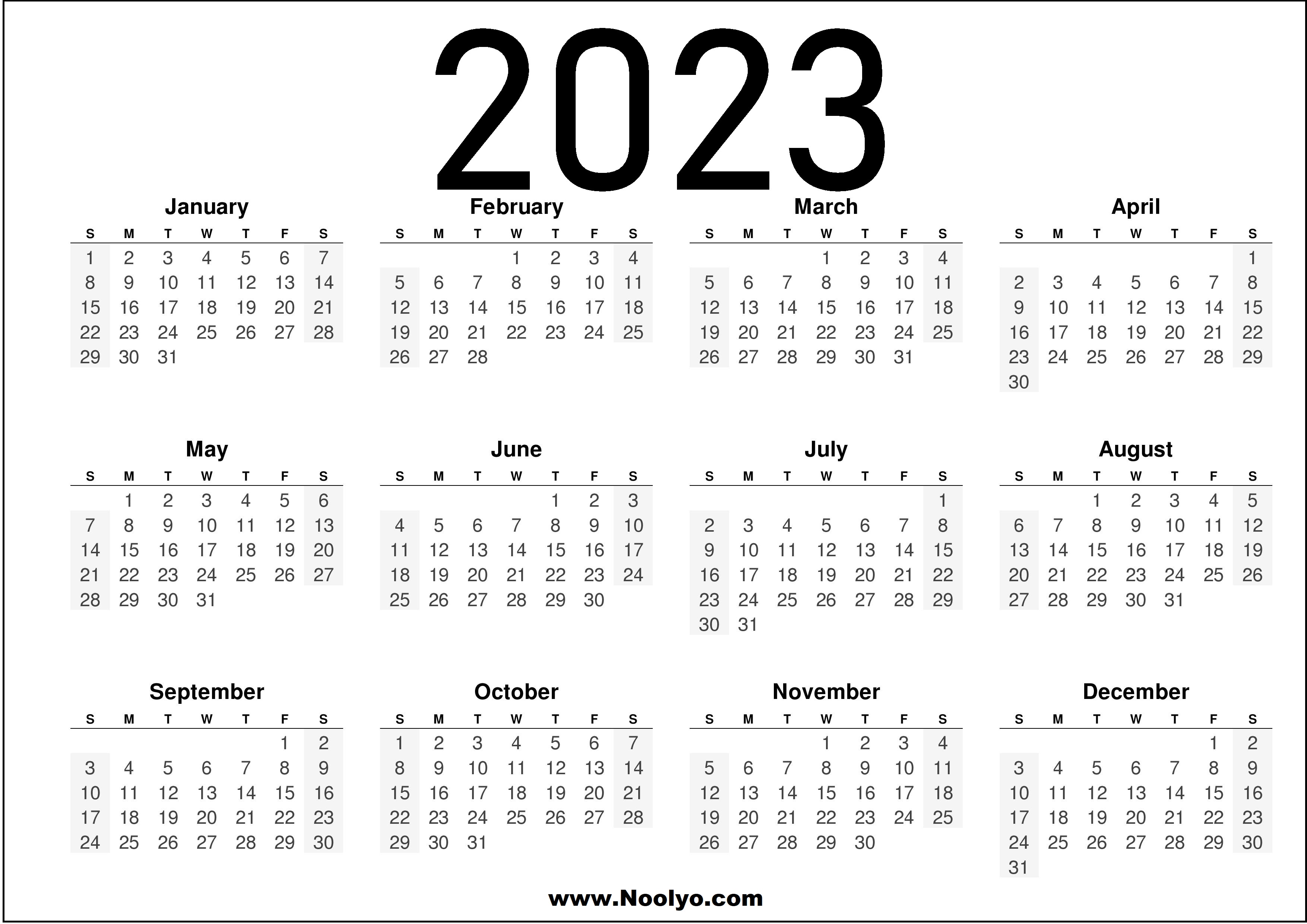 2024 Yearly Calendar Printable One Page Excel