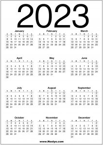 Printable US Calendar 2023 Free – Noolyo.com