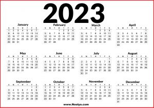 Printable 2023 US Calendar Free - Noolyo.com